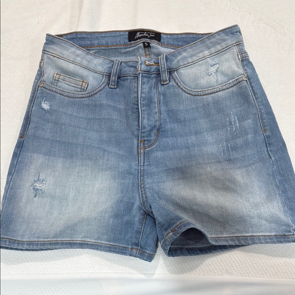 Alexandra Jane size S Faded Blue Denim Shorts. Distressed style
